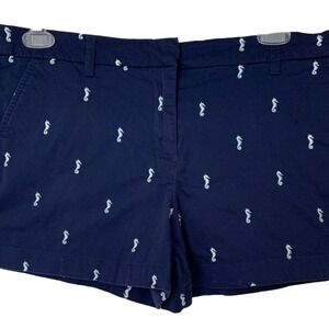 Cambridge Dry Goods Women's Blue Chino Shorts Seahorse Embroidery Size 16 H022